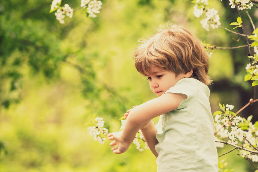 bambino tra i fiori