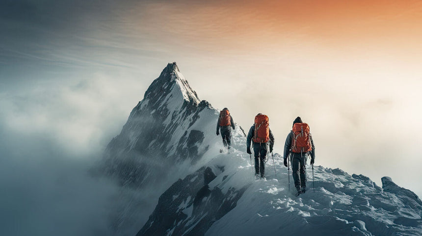 Alpinisti in cima a una montagna