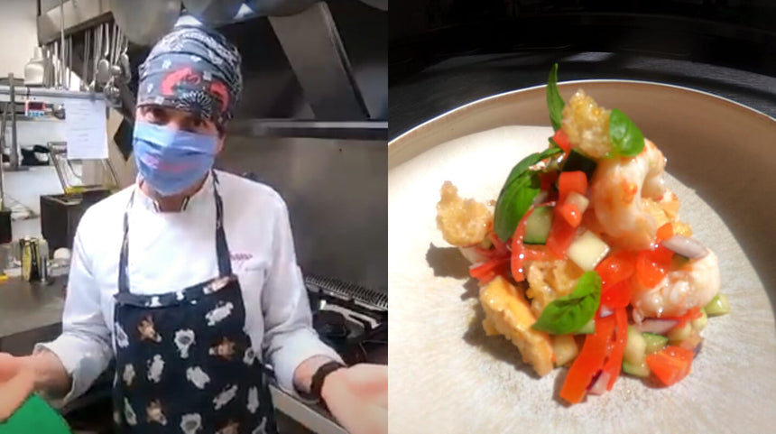 ricetta della panzanella con gli scampi di chef Andrea